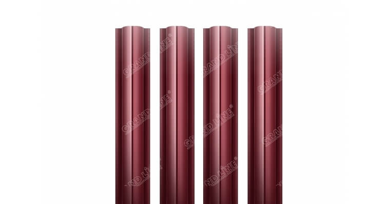 Штакетник Круглый с прямым резом 0.5 Satin RAL 3005 красное вино